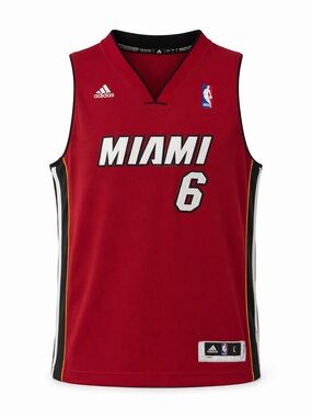 adidas Red and Black Miami Heat NBA Jersey Detail